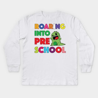 Roaring Into Preschool Kindergarten School Kids Long Sleeve T-Shirt